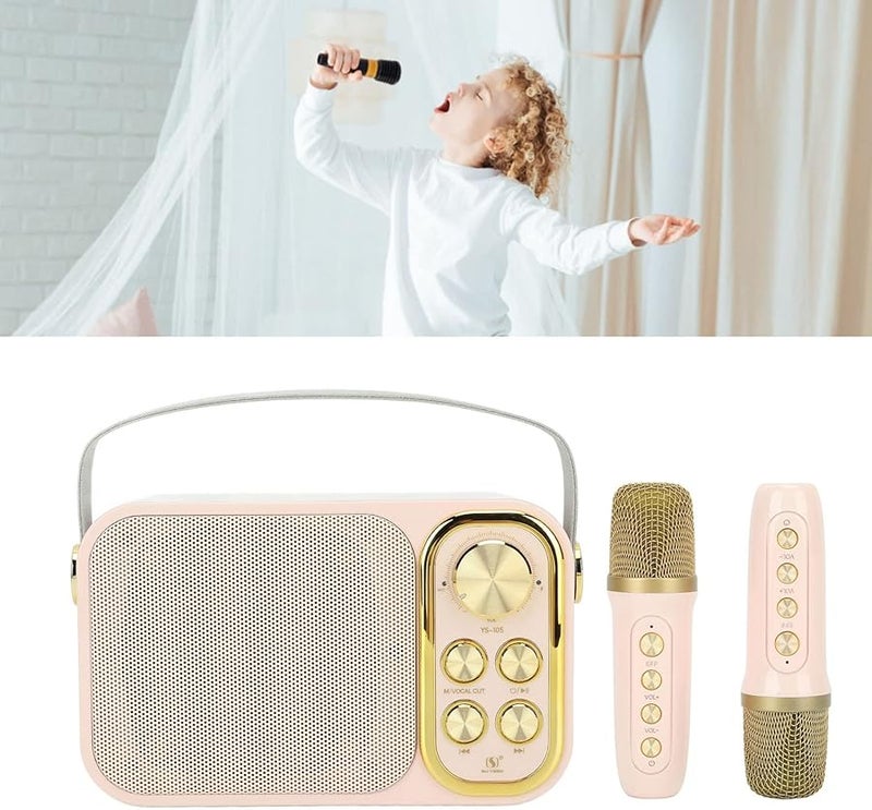 Pink Portable Karaoke Machine Outdoor Singing Party 5 Hours 6 Speech Effects - Image 4